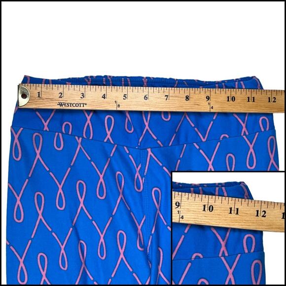 LuLaRoe Breast Cancer Awareness Leggings Blue Pink Ribbon One Size - Picture 7 of 11